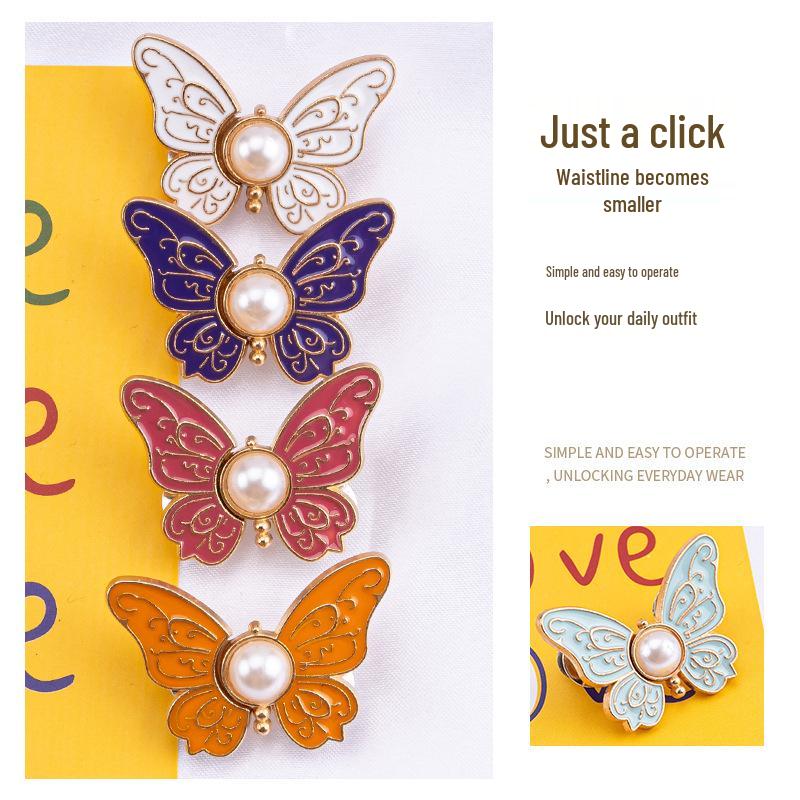 Пряжка-бабочка для талии - Регулируемая, не требующая шитья джинсовая пуговица для легкой корректировки линии талии.