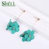 Серьги Shell Bay Metal Flowers для женщин Длинные серьги-капли в стиле бохо, геометрические, простые, панк, милые серьги для девушек в стиле бохо