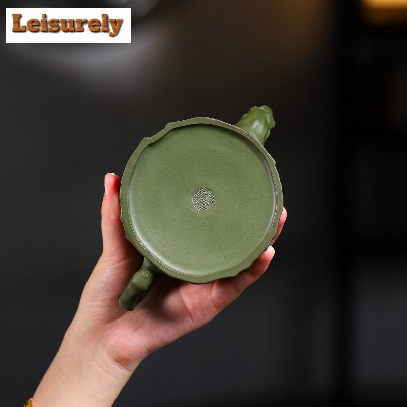 240 мл роскошные чайники из фиолетовой глины Исин, ручная работа, горшок из пня, сырая руда, изумрудно-зеленый глиняный чайник, китайский чайный набор «Цзыша», подарок