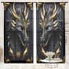 2 шт., черно-золотые 3D-шторы с изображением величественного дракона-тотема - полузатемняющие - подходят для гостиной, спальни, кухни, домашнего декора