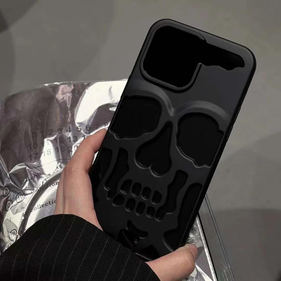Роскошный чехол с изображением черепа скелета для iPhone 16 11 12 13 14 15 Pro Max, противоударный чехол для телефона с камерой и полной защитой