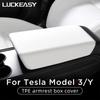 LUCKEASY Car TPE Armrest Box Cover Central Control Armrest Protective Pad Interior Accessories For Tesla Model3 ModelY -2023