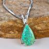 Elegant Blue Green Opal Water Drop Pendant Necklace for Women Bohemian Wedding Jewelry Gift
