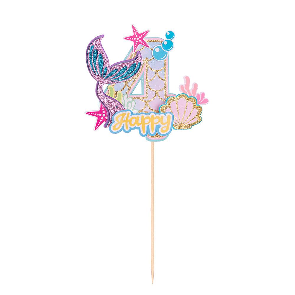 Хвост русалки С Днем Рождения Торт Украшение для вечеринки в честь Русалочки 1-10 цифр Украшения для кексов для девочек День рождения Baby Shower Декор