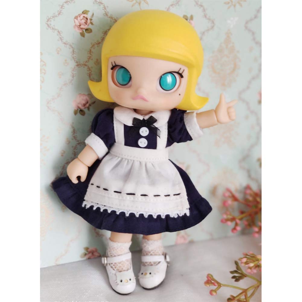 rakulifey Obitsu 11 Costume One Piece Obitsu 11 Clothes Maid Clothes with Hair Ornament for Obitsu Doll 11cm 4 Colors (Light Wine)
