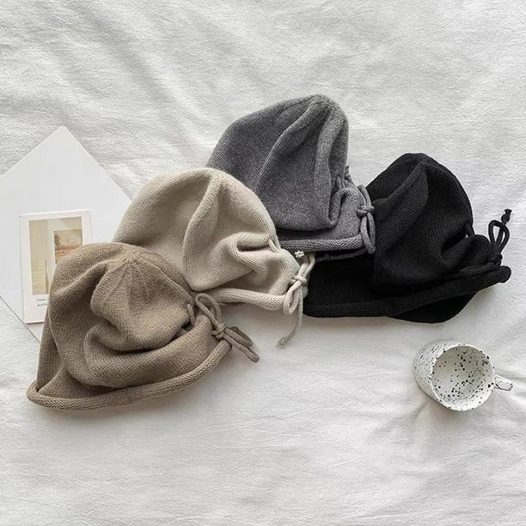 Big Head Circumference, Ear Protection, Drawstring, Knitted Hat, Woolen Hat, Couple's Head Cap, Warm Hat, Rolled Edge Hat