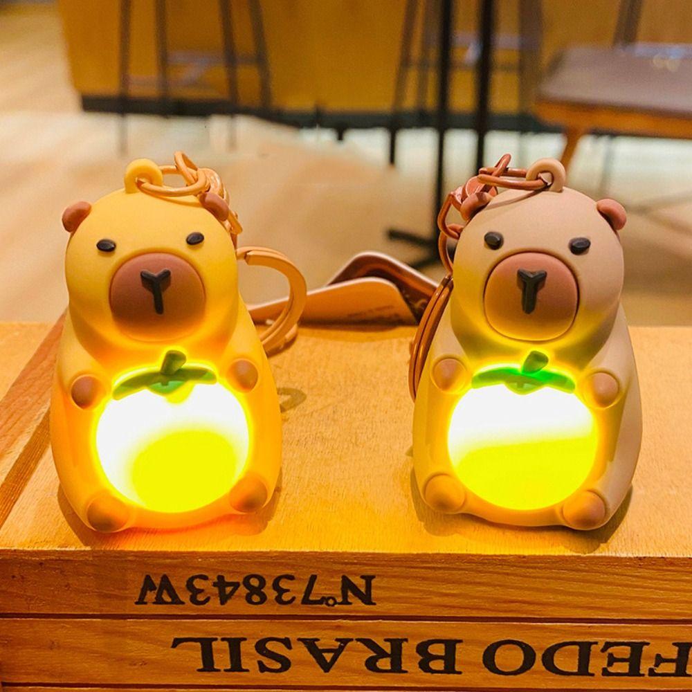 Мультяшный Капибара ПВХ Брелок Светящийся Светящийся Телевизор Подвеска Мигающий Свет Брелок Пара