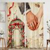 2pcs Romantic Wedding Hand & Gazebo Curtains   Perfect for Bridal/Anniversary Window Decor  Rod Pocket Curtains