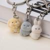 Adorable 3D Rabbit Resin Flock Keychain Pendant – Car Key Accessory & Bag Charm.