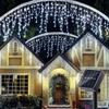 Solar Ice Strip Curtain Lights Waterproof String Lights 8 Modes Wedding Party Indoor and Outdoor Fairytale Decoration Lights