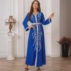 ZD074 Slim European & American Muslim Embroidered Long Sleeve Dress