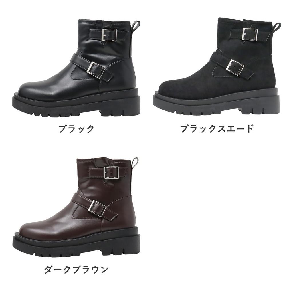 Инженерная сторона 5 см Круглый Легко ходить Усталость ПУ Синтетический Большой Японский Размер обуви [Liberty Doll] Ботинки, Ботинки, Женские, Ремень, Молния, Каблук, Носок, в,