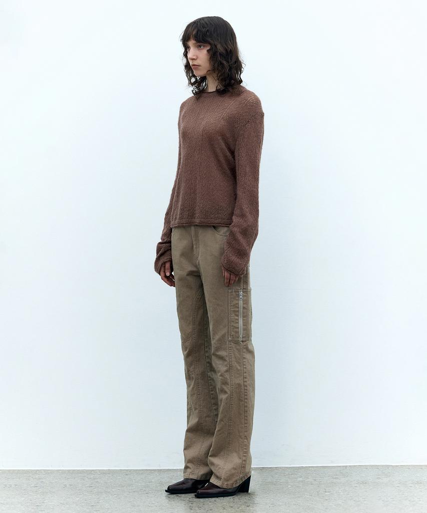 INSILENCE WOMEN Washed Bootcut Pants Ash Beige