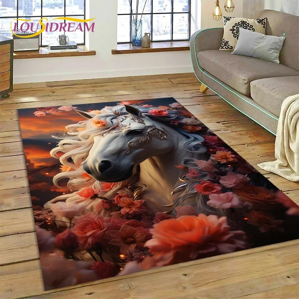 3D Милый Мультяшный Ковер с Единорогом для Спальни, Гостиной, Дома, для Украшения Дивана, Большой Декоративный Напольный Коврик для Детских Игр