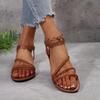 Сандалии большого размера на плоской подошве с эластичной резинкой для женщин, лето 2025, новые плетеные повседневные сандалии с открытым носком для женщин