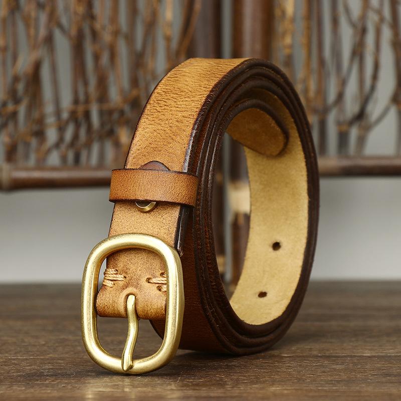 Женский ремень из винтажной мятой модной кожи с пряжкой из коровьей кожи первого слоя, универсальный ремень для джинсов, женский