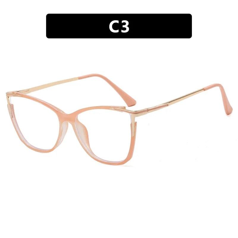 2023 New Fashion Women Anti Light Blue Cat Eye Glasses Frame Retro Hight Quality Luxury Optical Computer Reading Eyeglasses