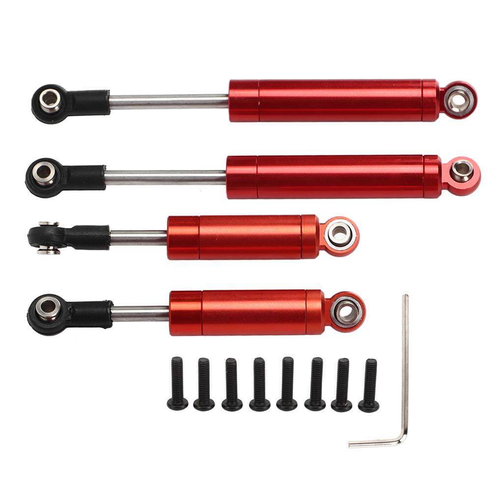 RC Front Rear Shock Absorbers Aluminum Alloy Steel High Elastic Spring CNC Easy Replaceable RC Parts for Axial 1 18 Red