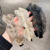 Модная темпераментная плиссированная органзовая повязка на голову с сеткой с оборчатым краем, прессованная повязка с широким краем для женских аксессуаров для волос