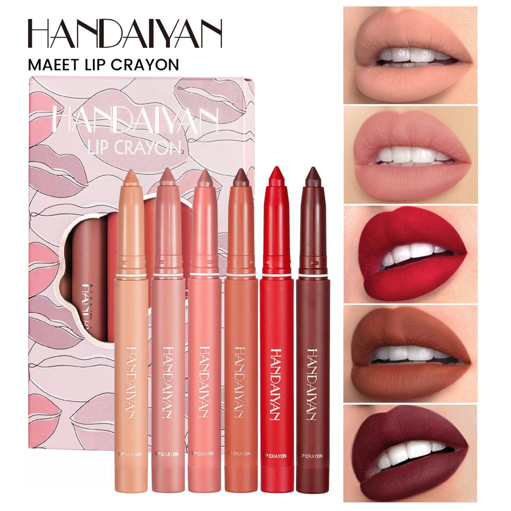 HANDAIYAN 6-color Lip Liner Set Rotary Can Be Cut Dual-use Not Easy To Fade Lipstick Pen