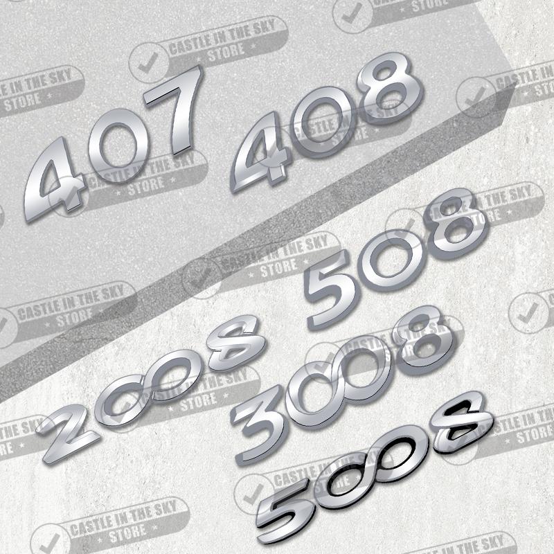 3D For Peugeot 107 207 206 208 301 307 408 407 308 2008 5008 3008 508 Bright Silver Car Sticker Emblem Metal Rear Badge Decal