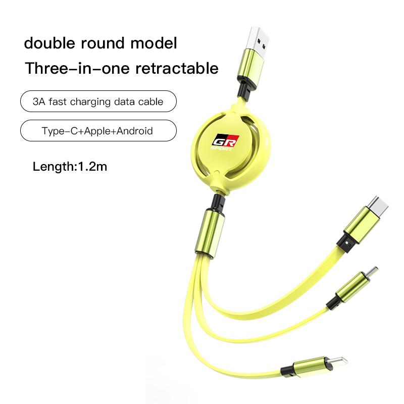 Автомобильный 3-в-1 кабель для быстрой зарядки Micro USB Type C для Toyota 86 Mirai Supra Prado Alphard Vellfire Reiz Venza CHR Брелок