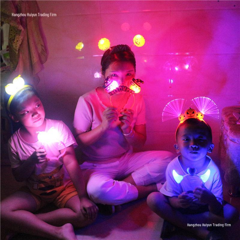Luminous Halloween Pumpkin & Horn Headband for Kids & Adults