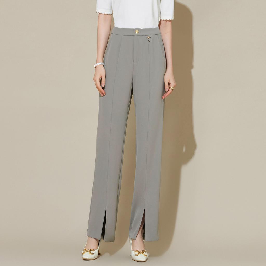 Fashionable Design Split High-Waisted Commuting Pants for Women