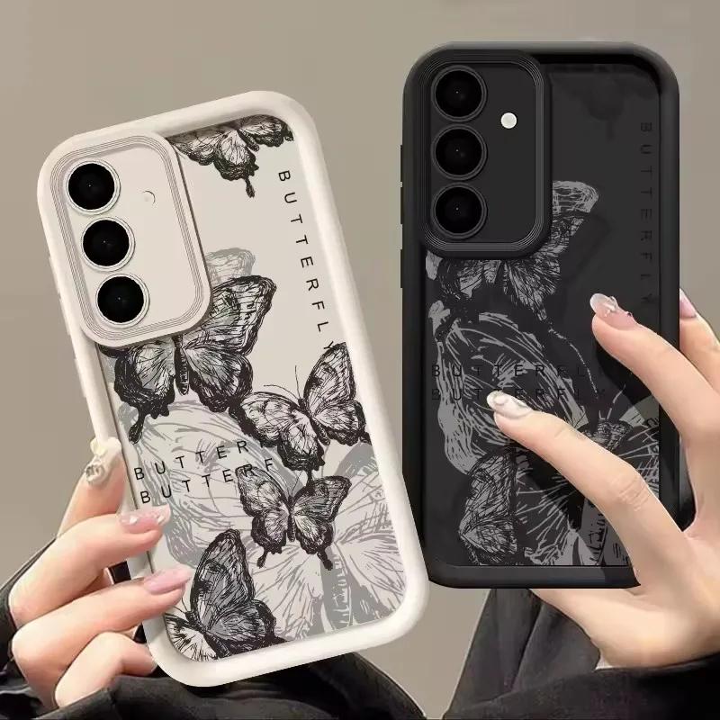 Retro Butterfly Silicone Case For iphone 17 16pro 15pro14 13 12 11 12pro 13pro max 14plus Silicone AntiFall Protective Cover
