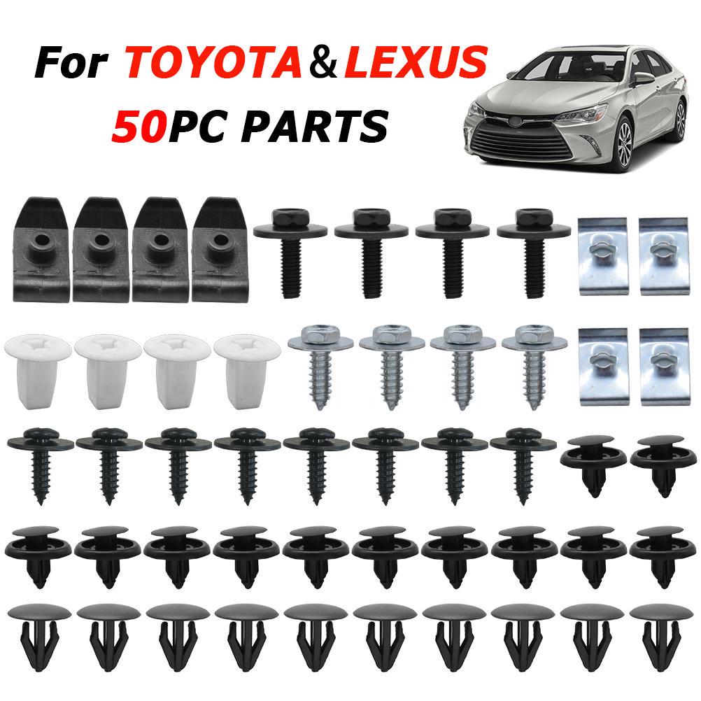 50 шт. для Toyota Lexus, зажимы под крышку двигателя, бампер, подкрылок, брызговики, винты, болт, шайба, зажим, фиксатор