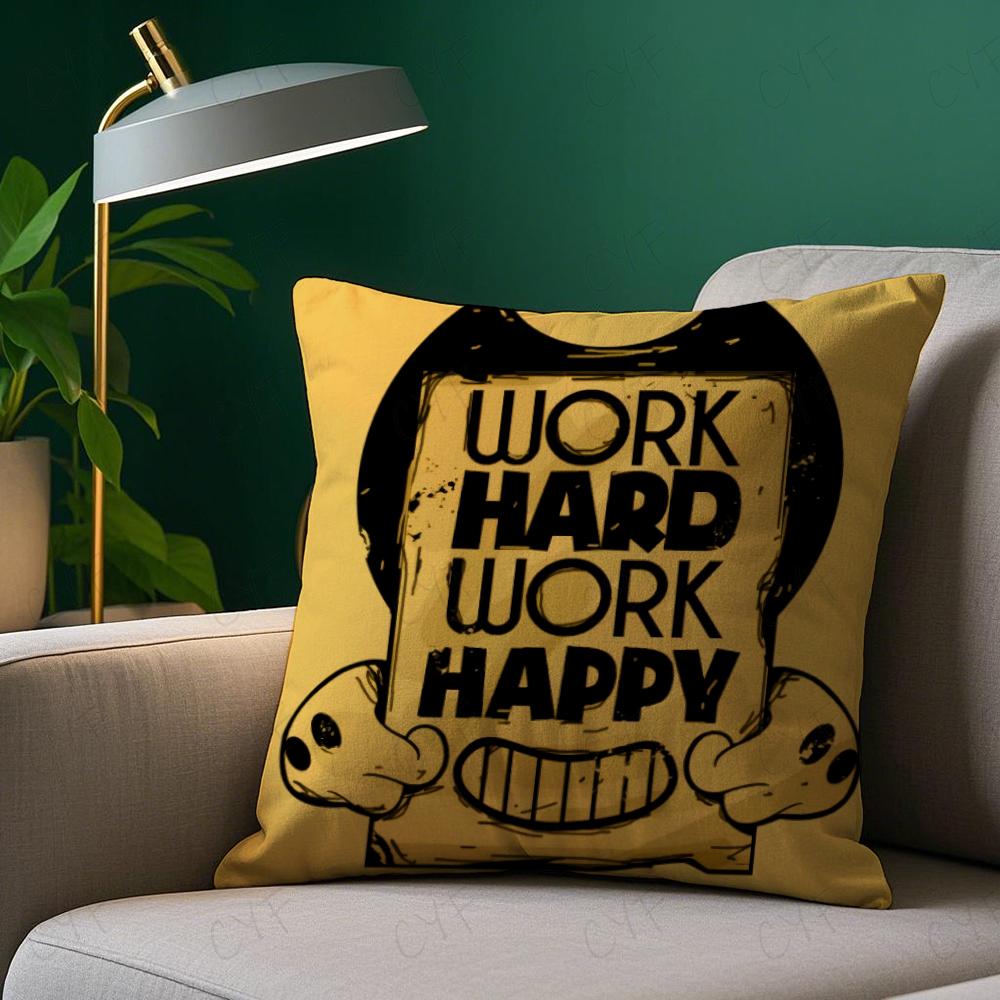 Игровой B-Bendy and the Ink M-Machine Наволочка Наволочка Противопылевой клещ Подушка Невидимая молния шелковистый короткий плюш Подушка для дивана c