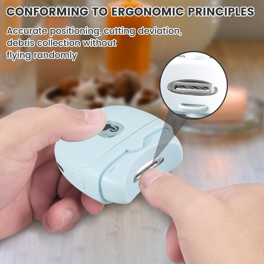 Electric Automatic Nail Clipper Automatic Fingernail Cutter with Nail Scraps Storage 300mAh USB Rechargeable Safety Fingernail Trimmer with LED Light