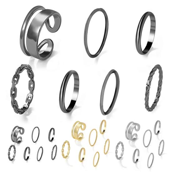 7 шт./комплект женских колец на палец, изысканный простой набор из цепочек и гладких костяшек