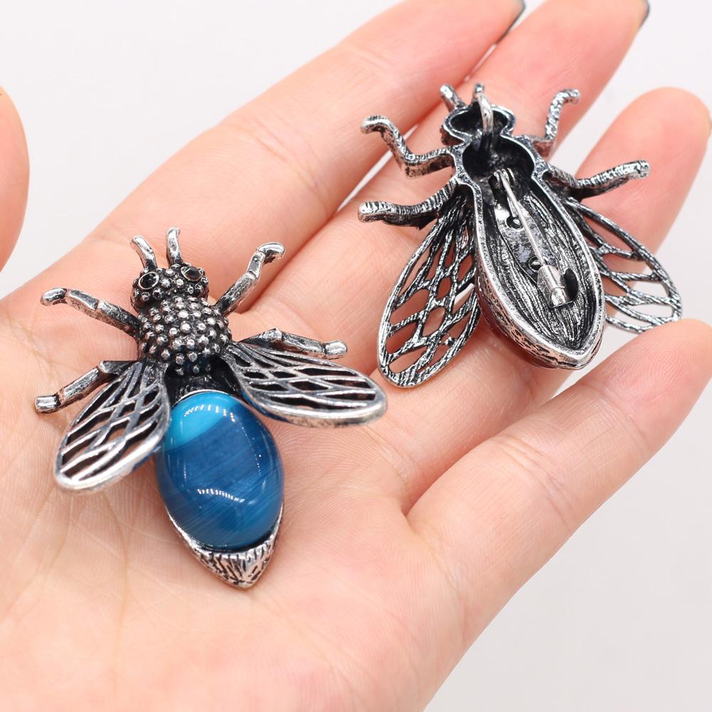Women Brooch Natural Stone Bee-Shaped Pendant For Jewelry Making DIY Necklace Bracelet Clothes Shirts Accessory