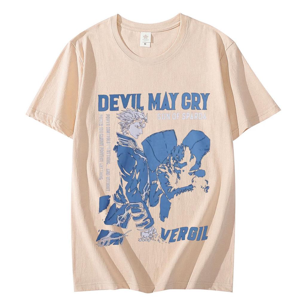 Горячая игра Devil May Cry Графические футболки Модные винтажные футболки большого размера с коротким рукавом Унисекс Повседневные хлопковые футболки Уличная одежда