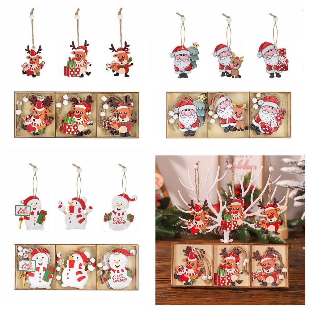 9 шт./компл. Деревянная поделка Рождественская деревянная подвеска Рождественская елка ломтики украшение Рождественская елка