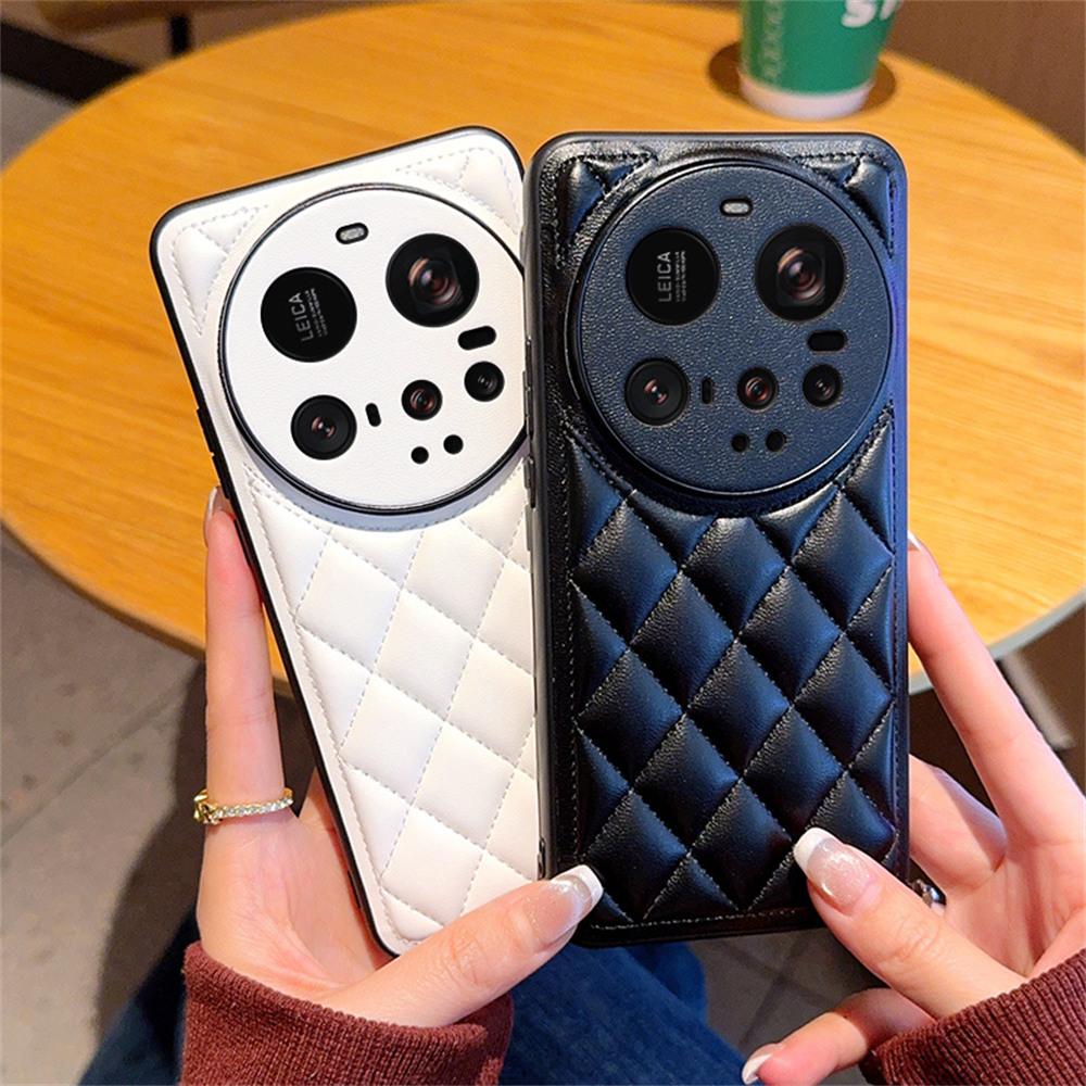 For Xiaomi 15 Ultra Case Rhombus Stitching PU Leather + TPU Shockproof Phone Cover