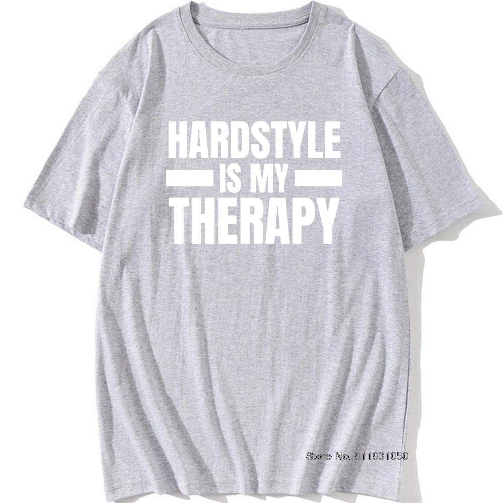 Крутая футболка Hardstyle Is My Therapy Мужская с круглым вырезом Музыка Хардкор Танцы DJ Вечеринка Футболка для мужчин Винтажный Хип-хоп