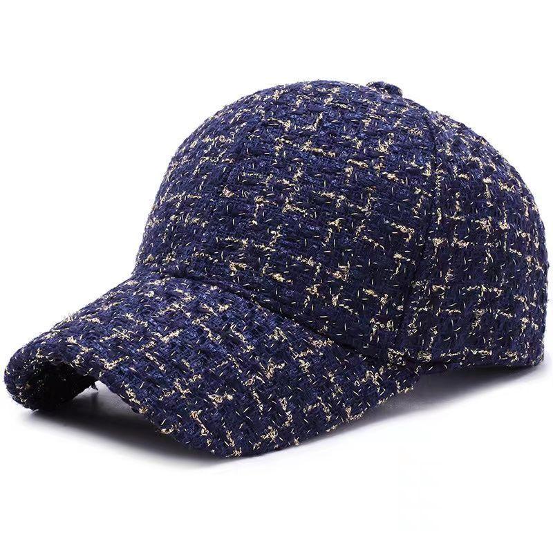 Осенне-зимняя женская бейсболка Модная твидовая кепка-snapback с золотой нитью Женская регулируемая теплая уличная шляпа от солнца Элегантные папины кепки