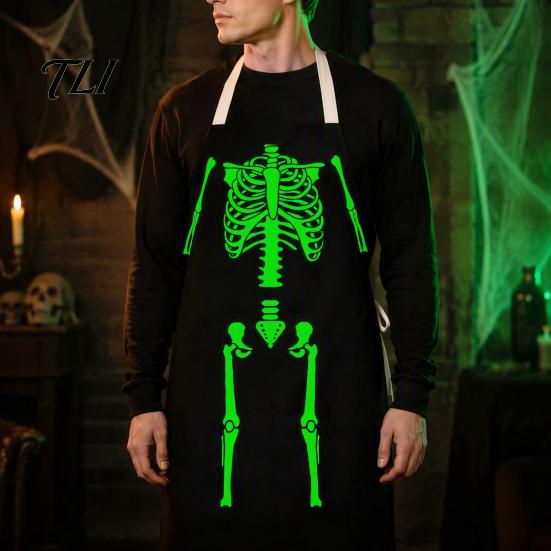 Novelty Barbecue Apron Halloween Butcher with Realistic Blood Stain, Washable Protective Work Apron, Creepy Horror Costume Prop for Cosplay