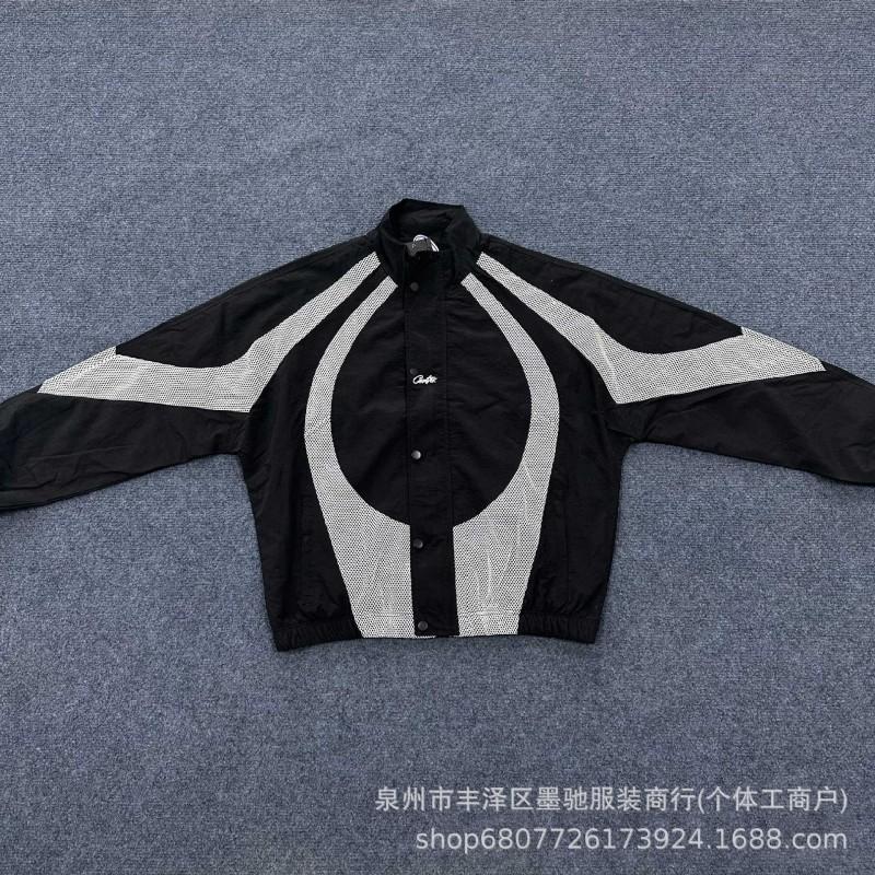 Mens Casual Windbreaker Jacket Lightweight Colorblock Stand Collar Coat American Retro Style Youth Streetwear