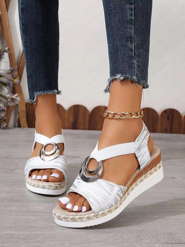 Женские туфли большого размера Сандалии Клиновидный каблук Легкая подошва Сандалии с открытым носком