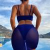 Модный сексуальный однотонный ремешок с открытой спиной, темпераментная пляжная одежда, разделенный купальник бикини