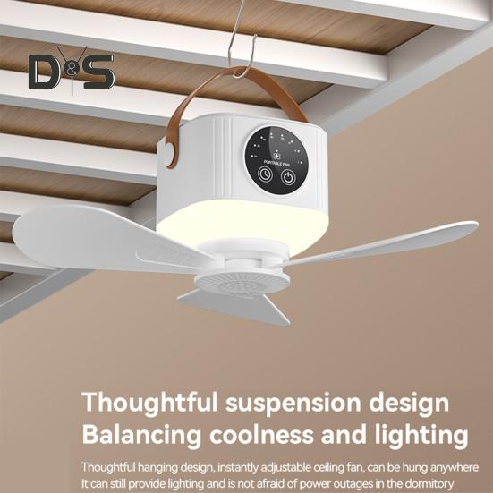 Потолочный вентилятор с пультом дистанционного управления, 4 скорости ветра, многофункциональный интеллектуальный потолочный вентилятор с питанием от батареи и подсветкой