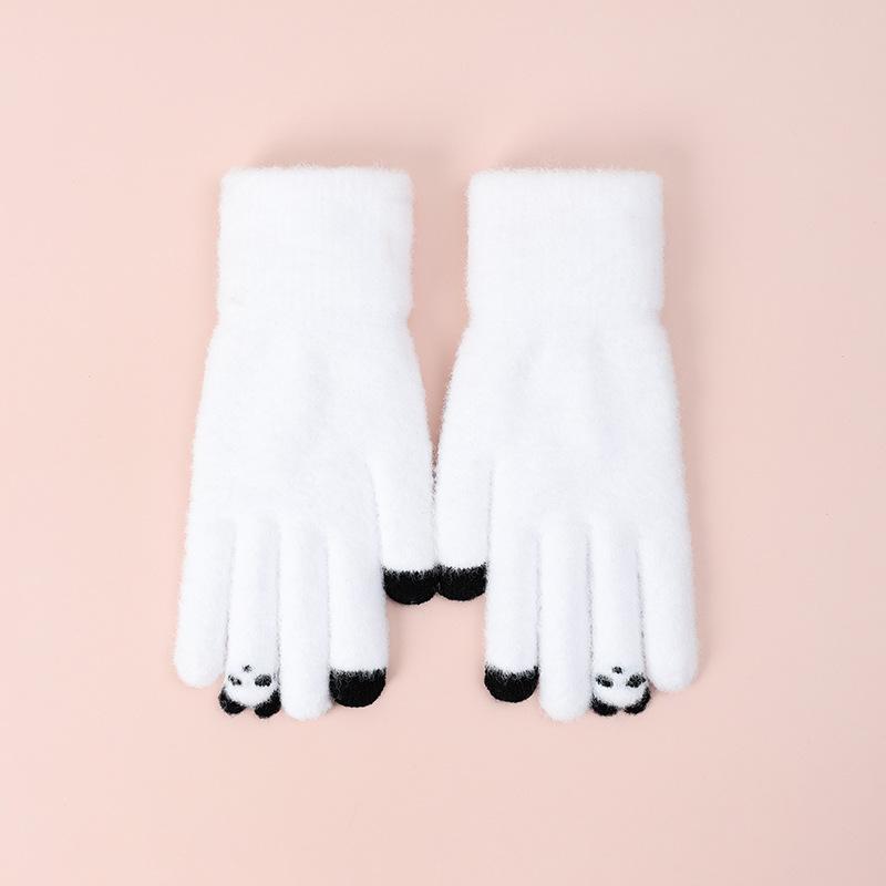 Перчатки женские осенне-зимние пальцы милые ветрозащитные теплые вязаные бархатные велосипедные перчатки пять пальцев