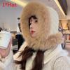 Checkered Plush Pattern Hat Women Winter Ear Protection Outdoor Warmth Cap Gift