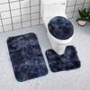 3pc Bathroom Set Rug Mat Toilet Lid Cover Plain Solid Color Bathmats