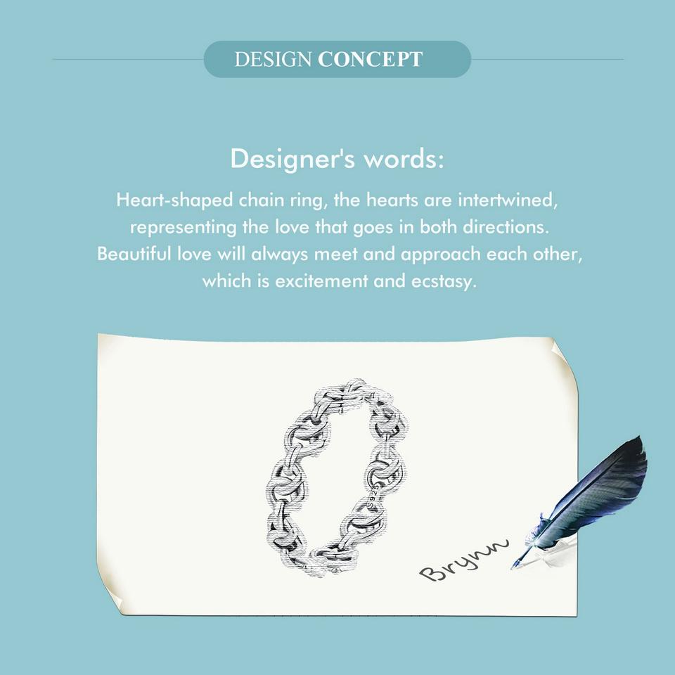 WOSTU Кольцо из стерлингового серебра 925 пробы с сердцем и сердцем для женщин, винтажное s925, европейское винтажное кольцо с выдолбленным звеном цепи, подарок на вечеринку