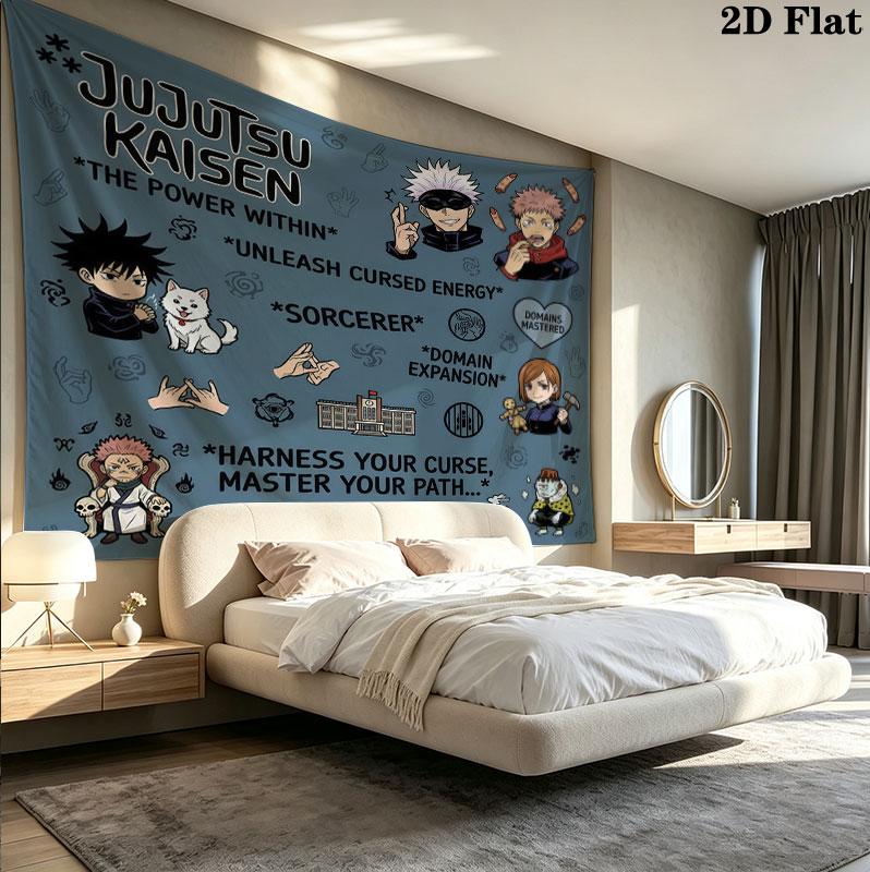 Стена с гобеленом Jujutsu Kaisen Эстетичное настенное панно Печатное тканевое одеяло Декоративные гобелены Для спальни гостиной Домашний декор
