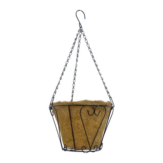 Metal Hanging Planter Basket Hanging Basket with Coconut Fiber Liner Wire Frame Flower Pot for Indoor Outdoor Plants Flowers